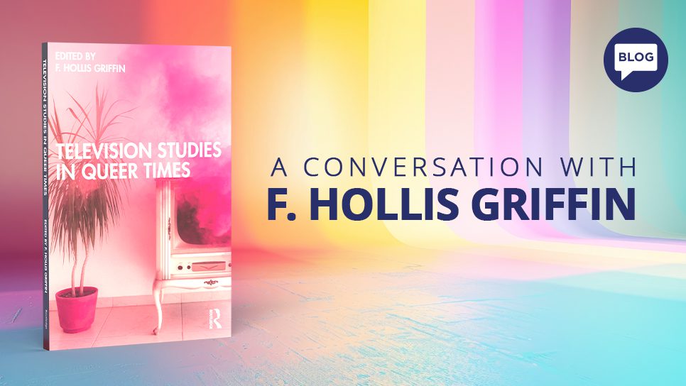 a conversation with f. hollis griffin over rainbow background