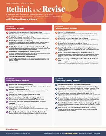 Infographic titled "Rethink and Revise" featuring five coloured sections with GCSE revision tips. It highlights strategies for assessment revisions, whole-class, foundational skills, small-group, and individual revision, with bullet-point suggestions such as using retrieval practice, identifying gaps in knowledge, modelling exam techniques, revisiting key concepts, and adapting support based on student needs.